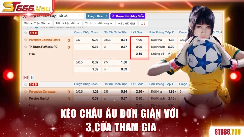 Kèo châu Âu đơn giản với 3 cửa tham gia